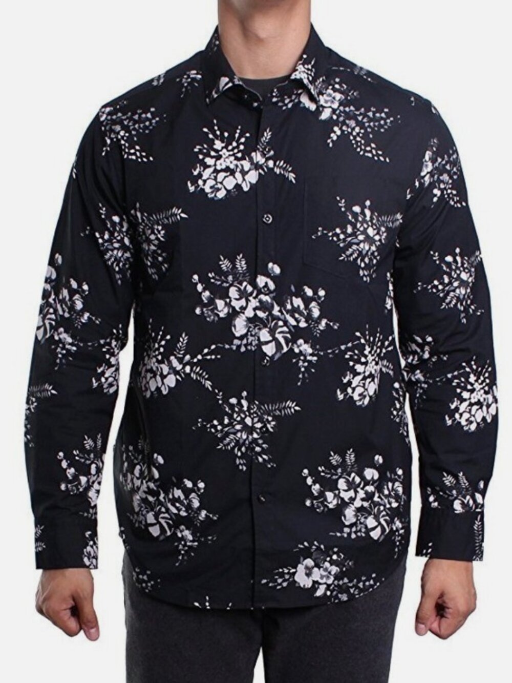 Tommy Bahama Men's Island Modern Fit Botanica L/S Shirt Grey Size L